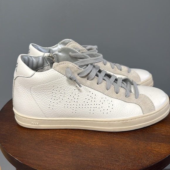 NWOT P448 size 37 (women’s size 7) John Midtop sneaker. White and light grey. - Picture 2 of 5